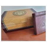 Cigar Humidor and Cedar Lined Leather Cigar Case