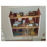 Vintage Doll House with Furnishings