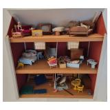 Vintage Doll House with Furnishings