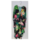 Flowing Pink Flamingo Caftan Moo Moo Dress ~ OSFA