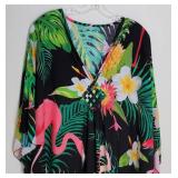 Flowing Pink Flamingo Caftan Moo Moo Dress ~ OSFA