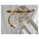 14K Yellow Gold Bangle Bracelet with Diamond and Garnet Florettes ~ 10g