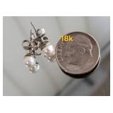 14K White Gold Pearl Stud Earrings