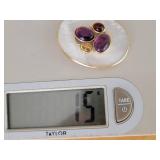 14K Yellow Gold MOP Jeweled Brooch Pin