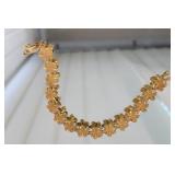 14K Yellow Gold Floral Link Bracelet ~ 12g