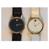 Movado Museum Classic Black and White Wrist Watch Pair