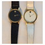 Movado Museum Classic Black and White Wrist Watch Pair