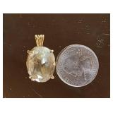 Elegant Large Citron Gemstone Pendant