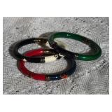 Gold over Sterling Italian Menegatti Enamel Bangle Bracelets