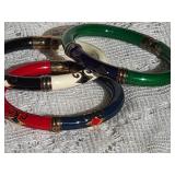 Gold over Sterling Italian Menegatti Enamel Bangle Bracelets