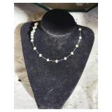 14K White Gold Necklace with Baroque Pearl Stations
