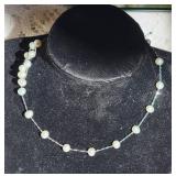 14K White Gold Necklace with Baroque Pearl Stations