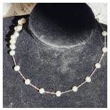 14K White Gold Necklace with Baroque Pearl Stations
