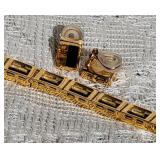 18K Yellow Gold and Black Coral Bracelet and Earrings by Bernard K Passman ~ LE, 58g