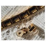 18K Yellow Gold and Black Coral Bracelet and Earrings by Bernard K Passman ~ LE, 58g