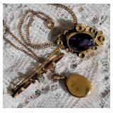 Victorian Jeweled Brooch and Locket