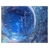 Artist-Signed Murano Art Glass Vase Blue Bullicante