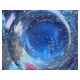 Artist-Signed Murano Art Glass Vase Blue Bullicante