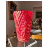 Murano Art Glass Spiral Vase, Artist Signed