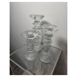 Iittala Ultima Thule Crystal Candleholders Set of Three Tapio Wirkkala, Finland