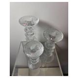 Iittala Ultima Thule Crystal Candleholders Set of Three Tapio Wirkkala, Finland