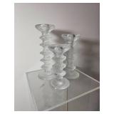 Iittala Ultima Thule Crystal Candleholders Set of Three Tapio Wirkkala, Finland