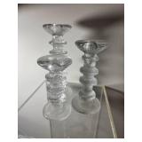 Iittala Ultima Thule Crystal Candleholders Set of Three Tapio Wirkkala, Finland
