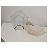 Viking Glass Satin Lotus Dishes, Pair