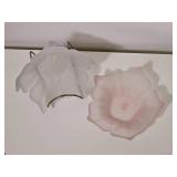 Viking Glass Satin Lotus Dishes, Pair