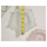 Viking Glass Satin Lotus Dishes, Pair