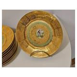 Set of O & J Germany Hand-Painted 22K Gold Cabinet Plates