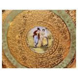 Set of O & J Germany Hand-Painted 22K Gold Cabinet Plates