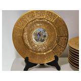 Set of O & J Germany Hand-Painted 22K Gold Cabinet Plates