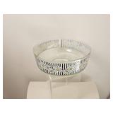Vintage Clear Glass Daisy Rim Serving Bowl with Black Stripe Border
