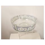 Vintage Clear Glass Daisy Rim Serving Bowl with Black Stripe Border
