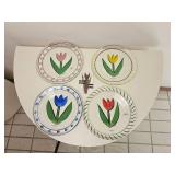 Kosta Boda Hand-Painted Tulip Glass Plates, Set of Four