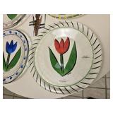 Kosta Boda Hand-Painted Tulip Glass Plates, Set of Four