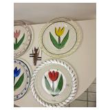 Kosta Boda Hand-Painted Tulip Glass Plates, Set of Four