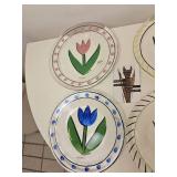Kosta Boda Hand-Painted Tulip Glass Plates, Set of Four