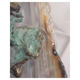 Malcolm Moran Bronze Sculpture on Agate Base, Child on Swing