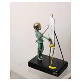 Malcolm Moran Mixed-Media Bronze Figure at Easel Sculpture (1972)