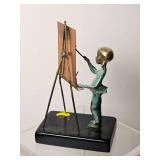Malcolm Moran Mixed-Media Bronze Figure at Easel Sculpture (1972)