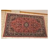 Persian-Style Wool Area Rug with Central Medallion and Fringe