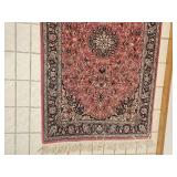 Persian-Style Wool Area Rug with Central Medallion and Fringe