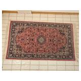 Persian-Style Wool Area Rug with Central Medallion and Fringe