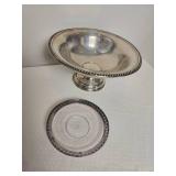 Sterling Silver Compote Bowl with Etched Glass Wine Coaster