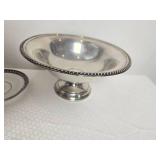 Sterling Silver Compote Bowl with Etched Glass Wine Coaster