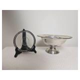 Sterling Silver Compote Bowl with Etched Glass Wine Coaster