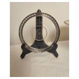 Sterling Silver Compote Bowl with Etched Glass Wine Coaster