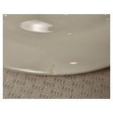 Tre Ci Italian Ironstone Dinner Plates and Pasta Bowls with Blue and Yellow Double Stripe